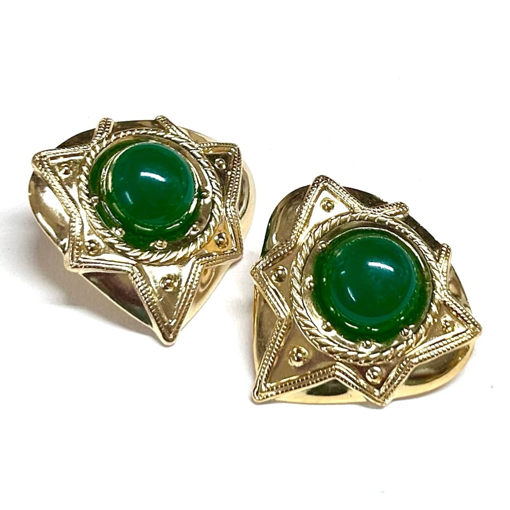 Vintage 80’s Green Button Earrings